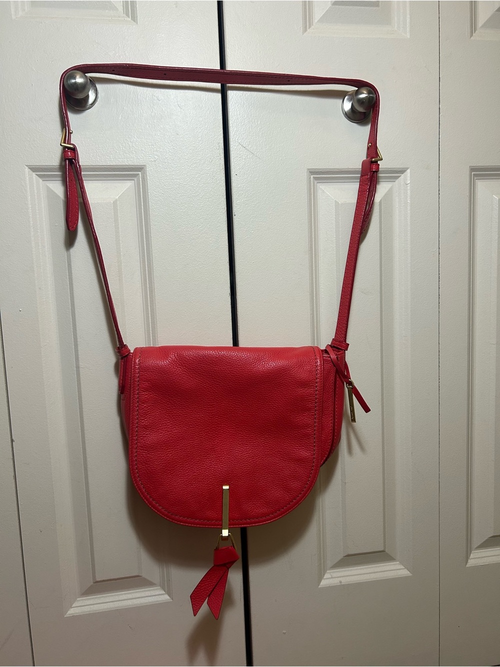 Vera Bradley Carson Saddle Bag in Red Leather